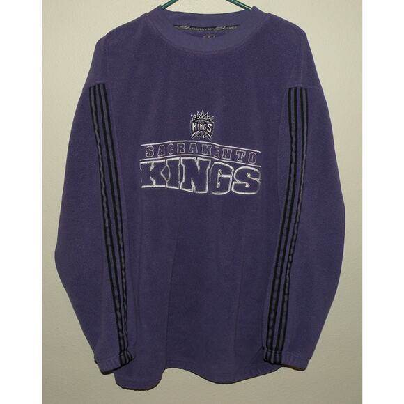 Vtg Active NBA Sacramento Kings Men’s Large Fleece Crew Neck Sweatshirt Purple - Picture 1 of 2